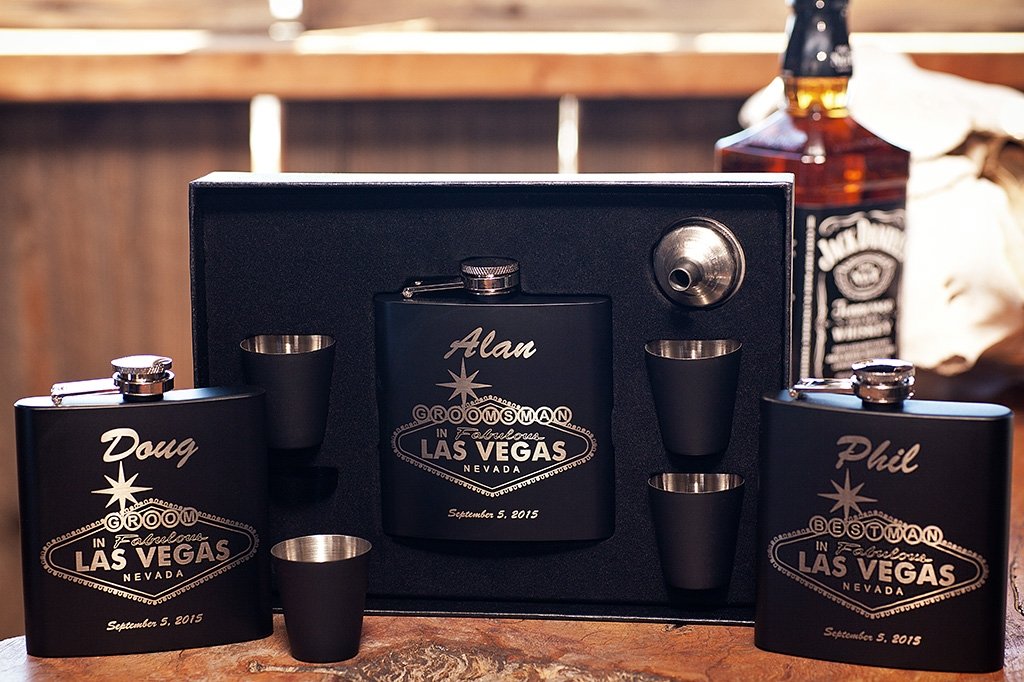 thumbnail image 2 of Personalized Groomsmen Gift Flask - Customized Stainless Steel Wedding Flask 2 of 5