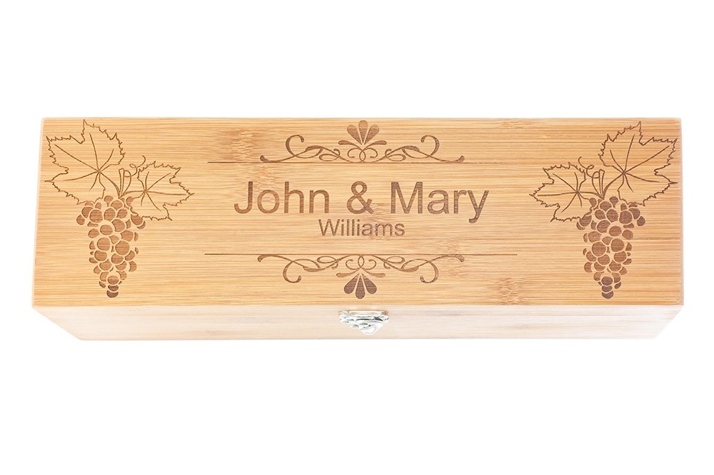 Elegant Couple Engraved Wedding Wood Wine Box, Wedding Gifts