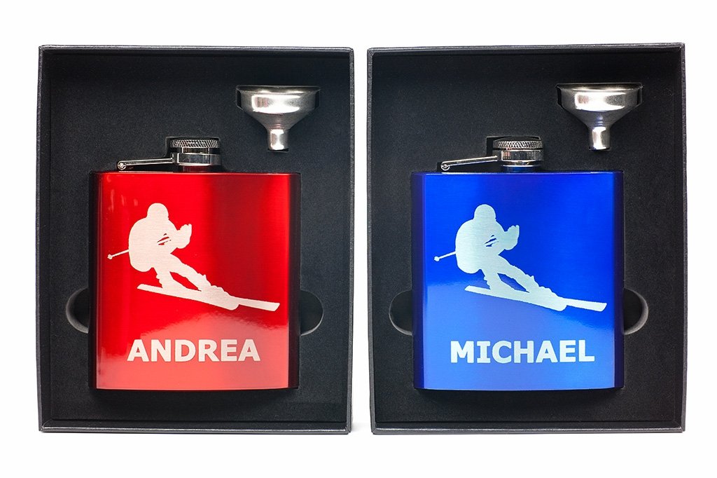 personalized ski flask in Funnel Gift Box