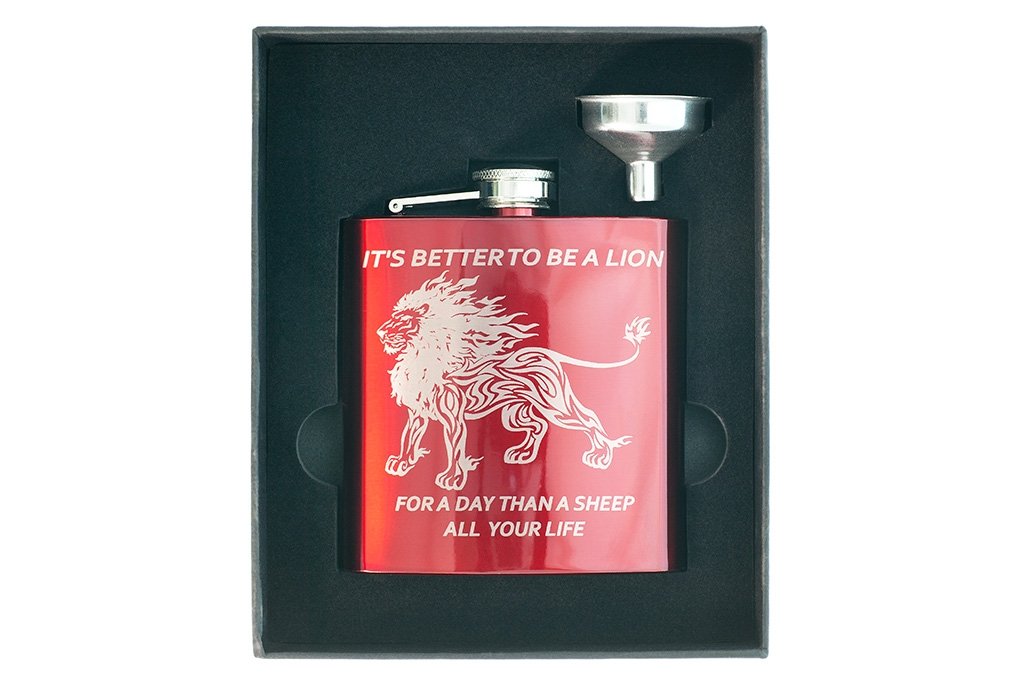personalized gift flask lion for encouragement