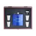 personalized blue hip flask in Rosewood Gift Box