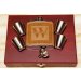 leather Monogram Flask set in rosewood gift box 