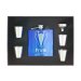 personalized blue Tuxedo Flask in Shot Glass Box