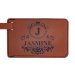 brown leather luggage tag, travel gift for her